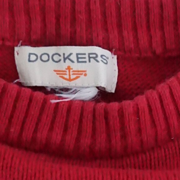 Dockers Red White Polar Bear Winter Cotton Chunky Knit Crewneck Sweater Large - Picture 4 of 10